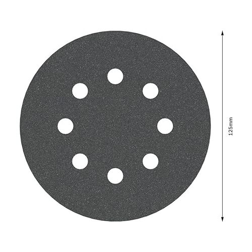  Bosch 2608605119 F355 Sanding Discs for Stone, Velcro Type, 8 Hole, 125mm, P240 Grit, Black, Pack of 5