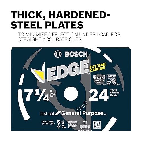  Bosch DCB724B3 3 pc. 7-1/4 In. 24 Tooth Edge Circular Saw Blades for Framing