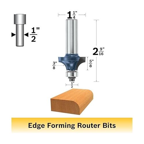  BOSCH 85594M 1-1/4-Inch Diameter 43/64-Inch Cut Carbide Tipped Roundover Router Bit 1/2-Inch Shank