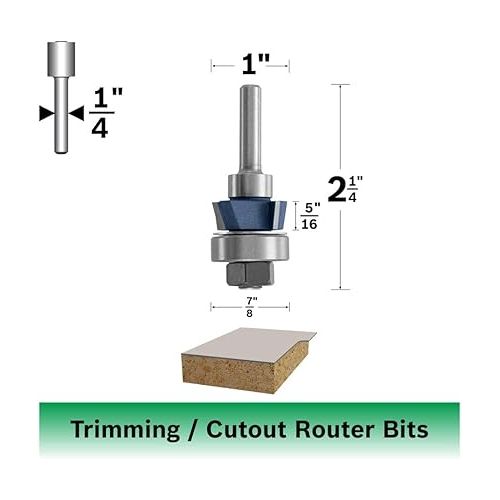  BOSCH 85415M 15 degree x 5/16 In. Carbide Tipped 4-Flute Bevel Trim Assembly Bit