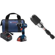 BOSCH GSB18V-535CB15 18V EC Brushless Connected-Ready Compact Tough 1/2 In. Hammer Drill/Driver with (1) CORE18V 4.0 Ah Compact Battery&BOSCH ITBHQC201 2 1/4