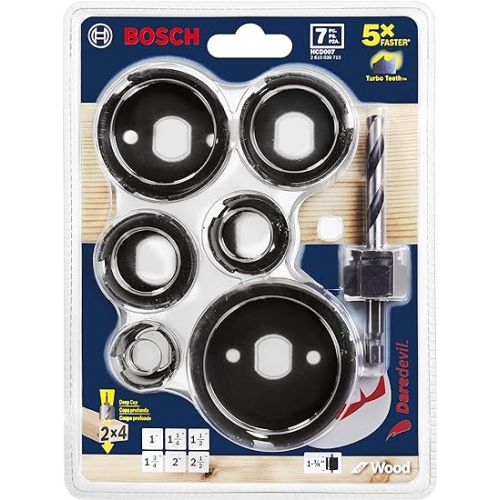  BOSCH HCD007 7 pc. Daredevil Wood Hole Saw Set