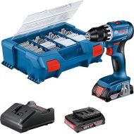 BOSCH 06019K3205 18 V GSR 18 V-45 Drill Driver with Accessories + 2 x 2Ah Batteries + Charger + L-Case Pick & Click Box