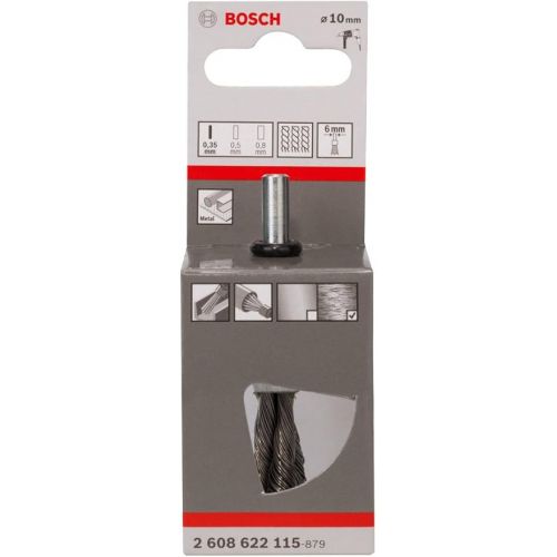  Bosch 2608622115 Shank Pencil Brush Knotted Wire, 0.35mm Steel, 10mm x 6mm, Silver