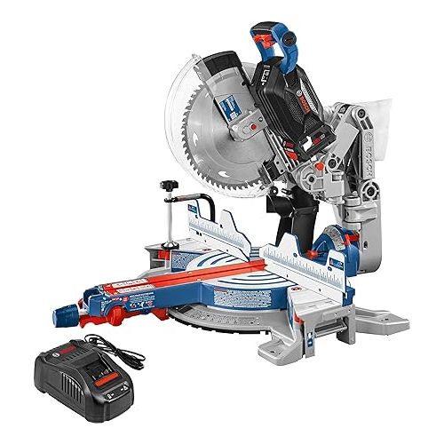  Bosch PROFACTOR 18V SURGEON GCM18V-12GDCN14 Cordless 12 In. Dual-Bevel Glide Miter Saw Kit & BOSCH GBA18V80 CORE18V 8.0 Ah Performance Battery