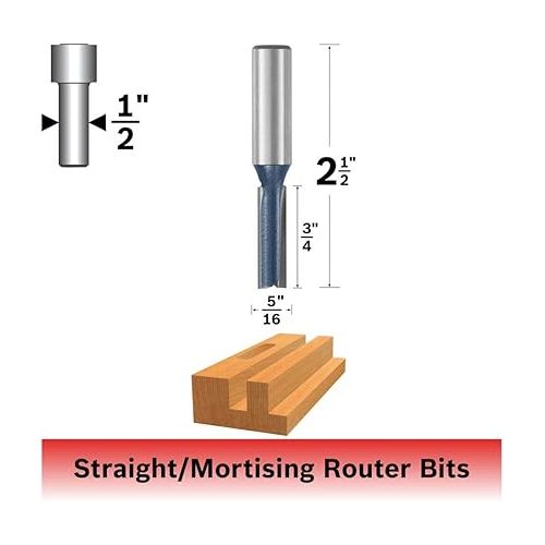  Bosch 85274M 5/16 In. x 3/4 In. Carbide Tipped 2-Flute Straight Bit