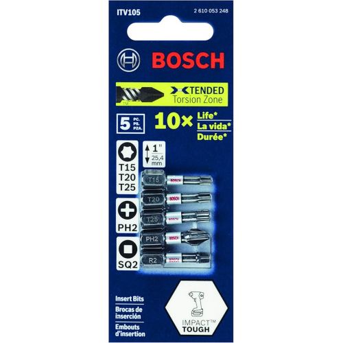  BOSCH ITV105 5 pc. Impact Tough 1 In. Screwdriving Bit Set