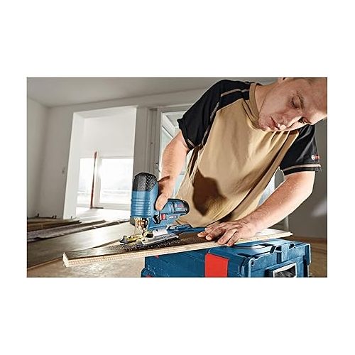  Bosch Professional 12V system battery jigsaw GST 12V-70 (cutting depth in wood: 70 mm, incl. 2x saw blade, slide shoe, chip break protection, 2x 3.0Ah batteries and charger, in L-BOXX)