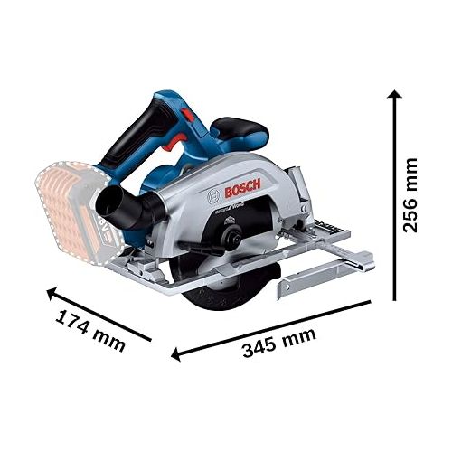  Bosch Professional Cordless Circular Saw GKS 18V 57-2 (165mm saw blade, cutting depth of 57mm, without batteries and charger, in Cardboard box)