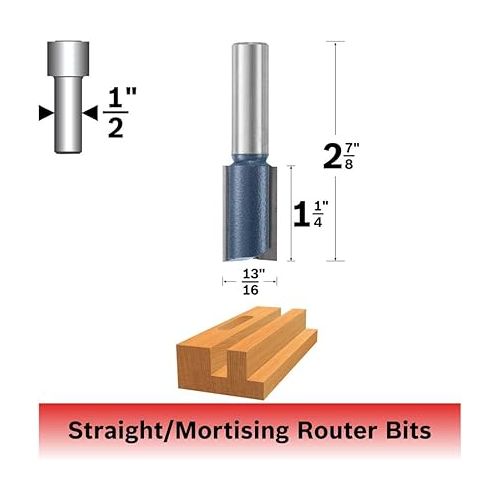  BOSCH 85457M 13/16 In. x 1-1/4 In. Carbide Tipped 2-Flute Straight Bit