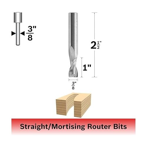  BOSCH 85912M 3/8 In. x 1 In. Solid Carbide 2-Flute U-Pieceut Spiral Bit