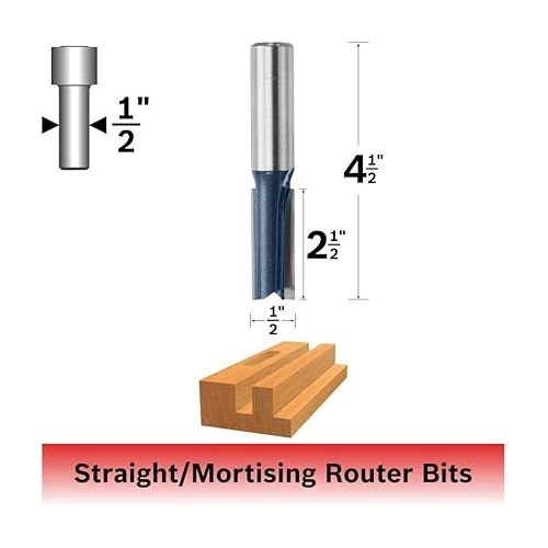  Bosch 85252M 1/2 In. x 2-1/2 In. Carbide Tipped 2-Flute Straight Bit