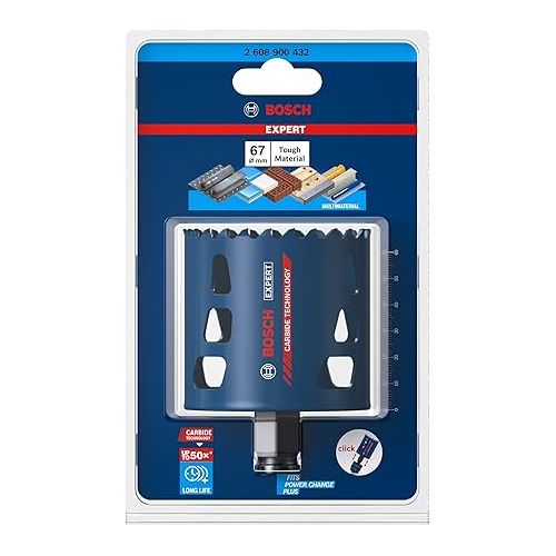  Bosch Professional 1x Expert Tough Material Hole Saw (Ø 67 mm, Accessories Rotary Impact Drill)