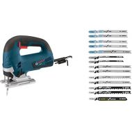 BOSCH 120-Volt Top-Handle Jigsaw Kit JS365 Blue, 6.5 Amp&Bosch 14 pc. Laminate/Wood/Metal T-Shank Jig Saw Blade Set T14C