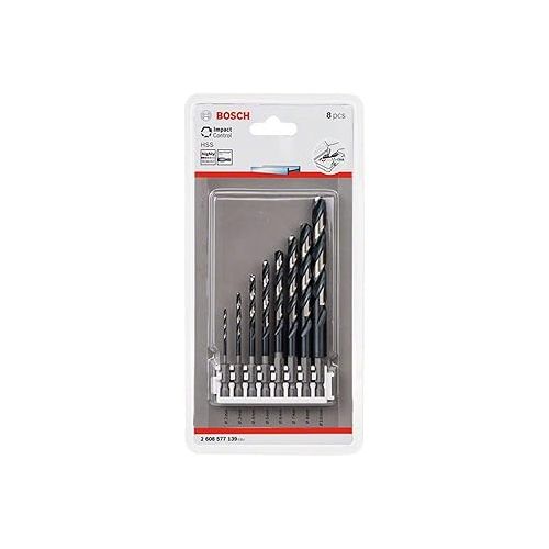  Bosch Professional Impact Control HSS Spiral Drill Bit Set for Metal, Accessories Hammer Drill