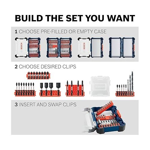  BOSCH CCSV108 8-Piece Assorted Set 1 In. Impact Tough Phillips, Square, and Torx Insert Bits with Clip for Custom Case System (Pack of 2)