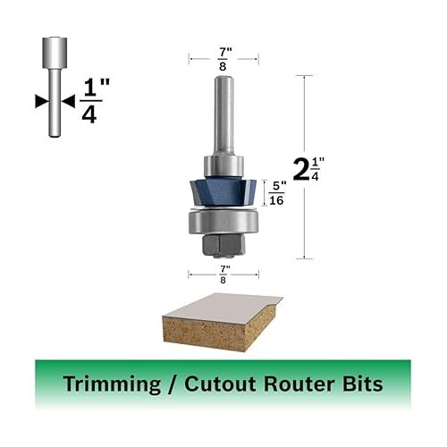  Bosch 85414M 7/8 In. x 5/16 In. Carbide Tipped 4-Flute Flush Trim Assembly Bit