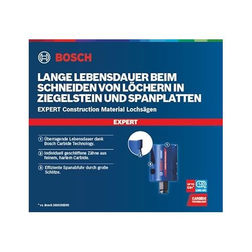  Bosch Professional 15x Expert Construction Material Hole Saw Set (Ø 20-76 mm, Accessories Rotary Impact Drill)
