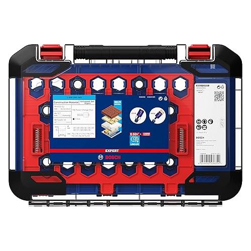  Bosch Professional 15x Expert Construction Material Hole Saw Set (Ø 20-76 mm, Accessories Rotary Impact Drill)