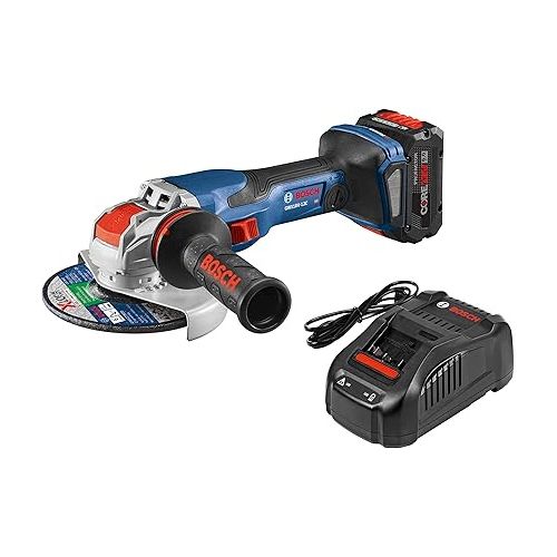  Bosch PROFACTOR 18V SPITFIRE GWX18V-13CB14 Cordless X-LOCK 5-6 In. Angle Grinder Kit & Slide Switch, Includes (1) CORE18V 8.0 Ah Performance Battery + GBA18V80 CORE18V 8.0 Ah Performance Battery