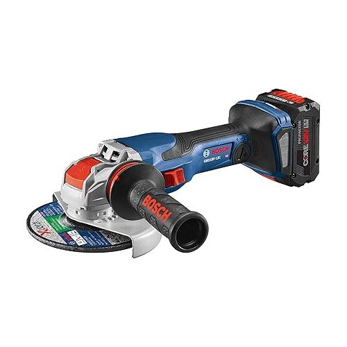  Bosch PROFACTOR 18V SPITFIRE GWX18V-13CB14 Cordless X-LOCK 5-6 In. Angle Grinder Kit & Slide Switch, Includes (1) CORE18V 8.0 Ah Performance Battery + GBA18V80 CORE18V 8.0 Ah Performance Battery