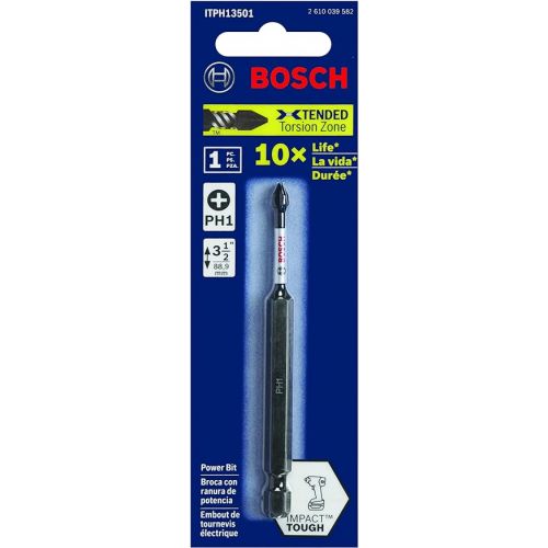  BOSCH ITPH13501 1-Piece 3-1/2 In. Phillips #1 Impact Tough Screwdriving Power Bit (Pack of 2)