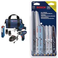 BOSCH Power Tools Combo Kit GXL12V-310B22-12V Max 3-Tool Set with 3/8 In. Drill/Driver, Pocket Reciprocating Saw and LED Worklight&BOSCH RAP7PK 7-Piece Reciprocating Saw Blade Set