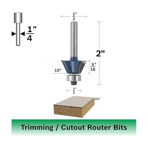  Bosch 85440M 15 degree x 7/16 In. Carbide Tipped 2-Flute Bevel Trim Bit