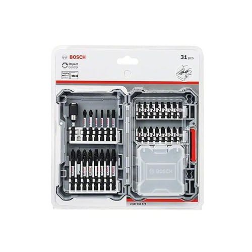  Bosch Professional Bosch Professional 31-Piece Multi-purpose Impact Control Screwdriver Bit Set (Pick and Click, 1/4 inch Hexagonal Shank, Impact Driver Accessories, In Case)