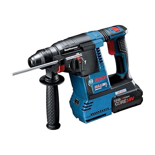  Bosch GBH18V-26K24A-RT Bulldog 18V Brushless Lithium-Ion 1 in. Cordless SDS-Plus Rotary Hammer Kit with 2 Batteries (8 Ah) (Renewed)