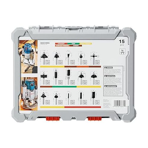  Bosch Router Tool, Colt 1-Horsepower 5.6 Amp Electronic Variable-Speed Palm Router PR20EVS & BOSCH 15 pc. Carbide-Tipped Wood Router Bit Set