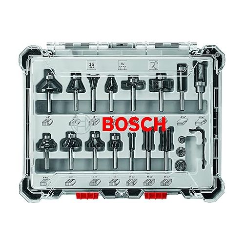  Bosch Router Tool, Colt 1-Horsepower 5.6 Amp Electronic Variable-Speed Palm Router PR20EVS & BOSCH 15 pc. Carbide-Tipped Wood Router Bit Set