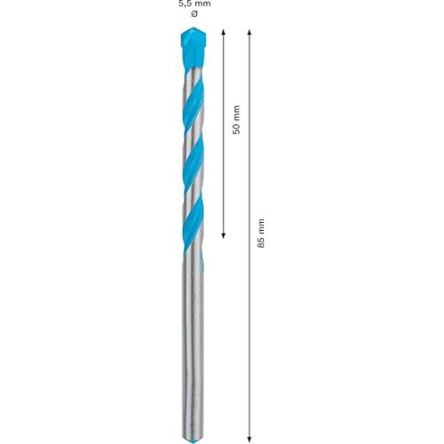  Bosch Professional 10x Expert CYL-9 MultiConstruction Drill Bit (Ø 5,50x85 mm, Accessories Rotary Impact Drill)