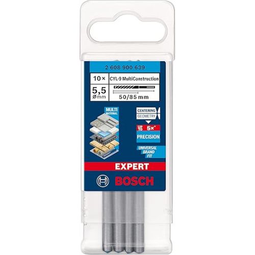  Bosch Professional 10x Expert CYL-9 MultiConstruction Drill Bit (Ø 5,50x85 mm, Accessories Rotary Impact Drill)