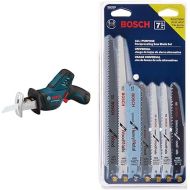 BOSCH 12-Volt Max Pocket Reciprocating Saw Kit PS60-102, Blue with Bosch RAP7PK 7-Piece Reciprocating Saw Blade Set