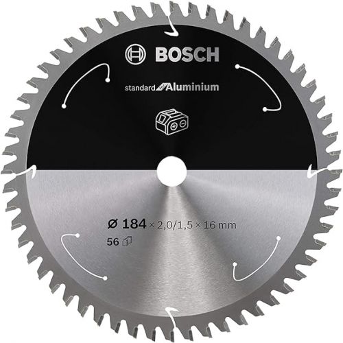  Bosch Professional Circular Saw Blade Standard For Aluminium (Aluminium, 184 X 16 X 2 mm, 56 Teeth, Accessory Cordless Circular Saw)