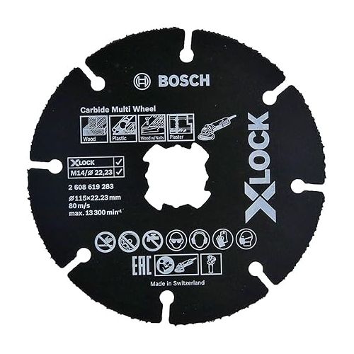  Bosch Professional 2608619283 Cutting Disc for Wood and Plastics X-Lock, Diameter 115 mm, Bore Diameter 22.23 mm, Thickness 1.6 mm