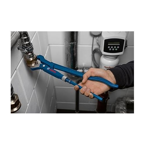  Bosch Professional Corner Pipe Wrench (45° jaw Position, Chrome-Vanadium Steel, Suitable for Pipes up to a Maximum of 60 mm or 2 3/8).