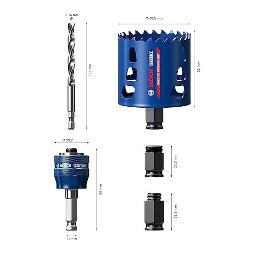  Bosch Professional 1x Expert Tough Material Hole Saw Starter Kits (Ø 68 mm, Accessories Rotary Impact Drill)