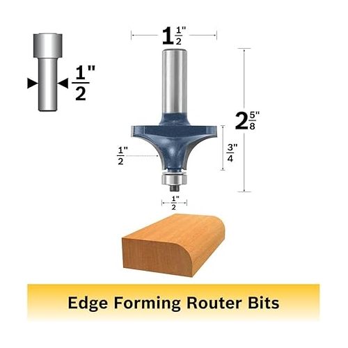  Bosch 85595M 1-1/2-Inch Diameter 53/64-Inch Cut Carbide Tipped Roundover Router Bit 1/2-Inch Shank