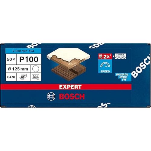  Bosch Professional 50x Expert C470 Sandpaper (Ø 125 mm, Grit 100, Accessories Angle Grinder)