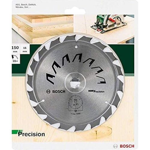  Bosch Home and Garden 2609256D62 Bosch Circular Saw Blade for Wood, Outer Diameter 150 mm, Bore 16 mm, Accessories for Circular Saw