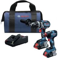 BOSCH GXL18V-224B25 18V 2-Tool Combo Kit with Connected 1/4 In. and 1/2 In. Two-In-One Bit/Socket Impact Driver and Brute Tough 1/2 In. Hammer Drill/Driver