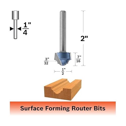  BOSCH 85467M 7/16 In. x 1/2 In. Carbide Tipped Classical Groove Bit