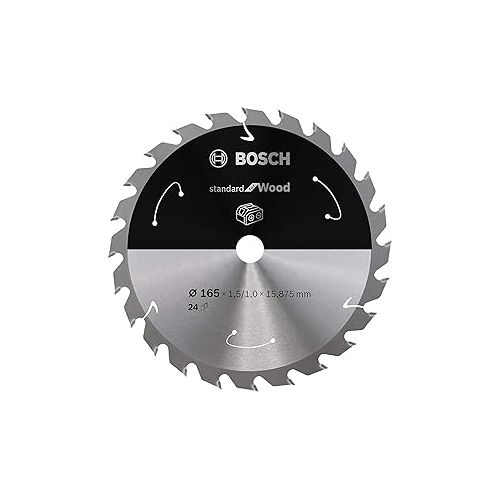  Bosch Professional 2608837681 Circular Saw Blade Standard for Wood (Wood, 165 x 15.875 x 1.5 mm, 24 Teeth, Accessory, Circular Saw)