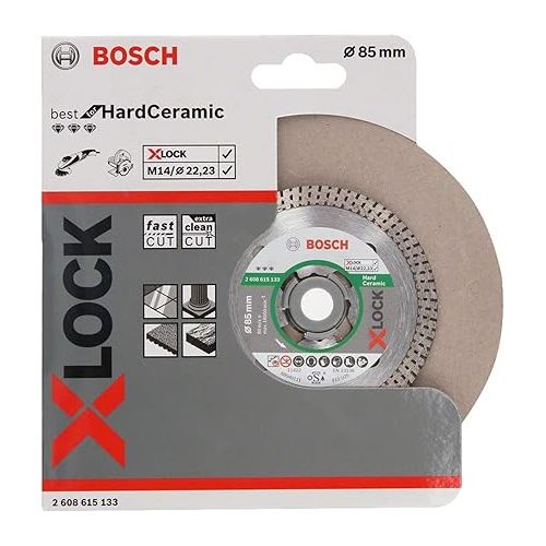  Bosch Professional Diamond Cutting Disc Best (for Hard Ceramic, X-LOCK, Diameter 85 mm, Bore Diameter: 22.23 mm)