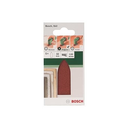  Bosch 2609256A39 5-Piece Sanding Sheet Set for Delta Sanders, Adapter 32, 120