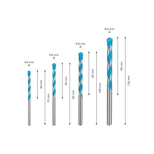  Bosch Professional 4X Expert CYL-9 MultiConstruction Drill Bit Set (Ø 4-8 mm, Accessories Rotary Impact Drill)