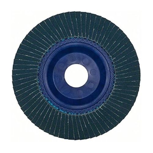  Bosch 2608607368 X551 Flap Disc for Metal Plastic Backed Straight, 125mm Ø, 120 Grit, Blue/Brown