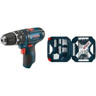 Bosch PS130N 12V Max 3/8 In. Hammer Drill/Driver (Bare Tool), Blue&BOSCH 65-Piece Drilling and Driving Mixed Set MS4065